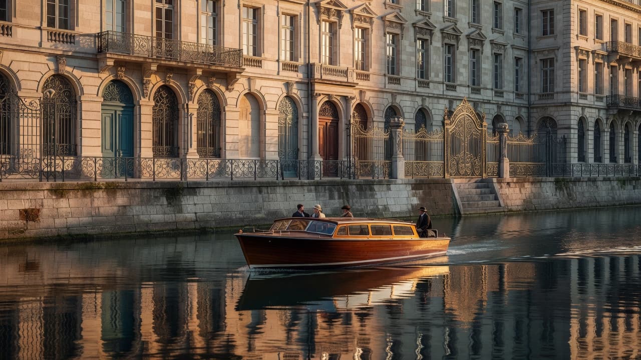 Bateau de plaisance en navigation fluviale près de Nancy